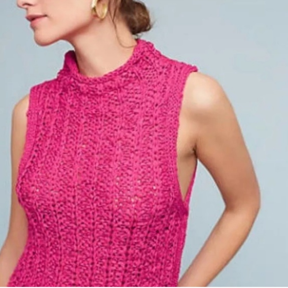 Anthropologie Moth Hot Pink Sleeveless Sweater M